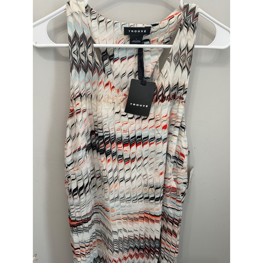 Trouve Nordstrom Abstract Multicolor Chevron Sleeveless Shift Dress NWT Large